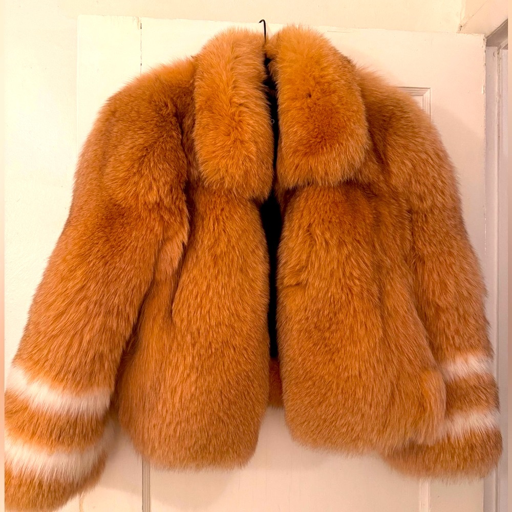Fox Fur bomber coat brand new caramel color